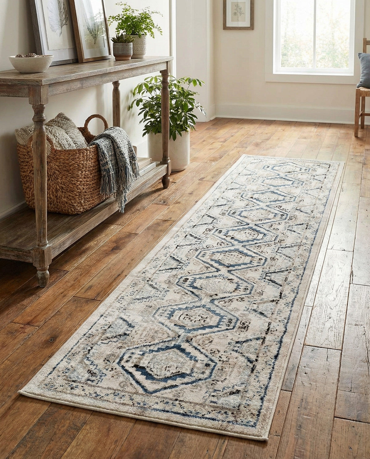 Savannah Elegance Collection Area Rug -  Tybee (Gray Blue) Runner Gray Blue  lifestyle 83