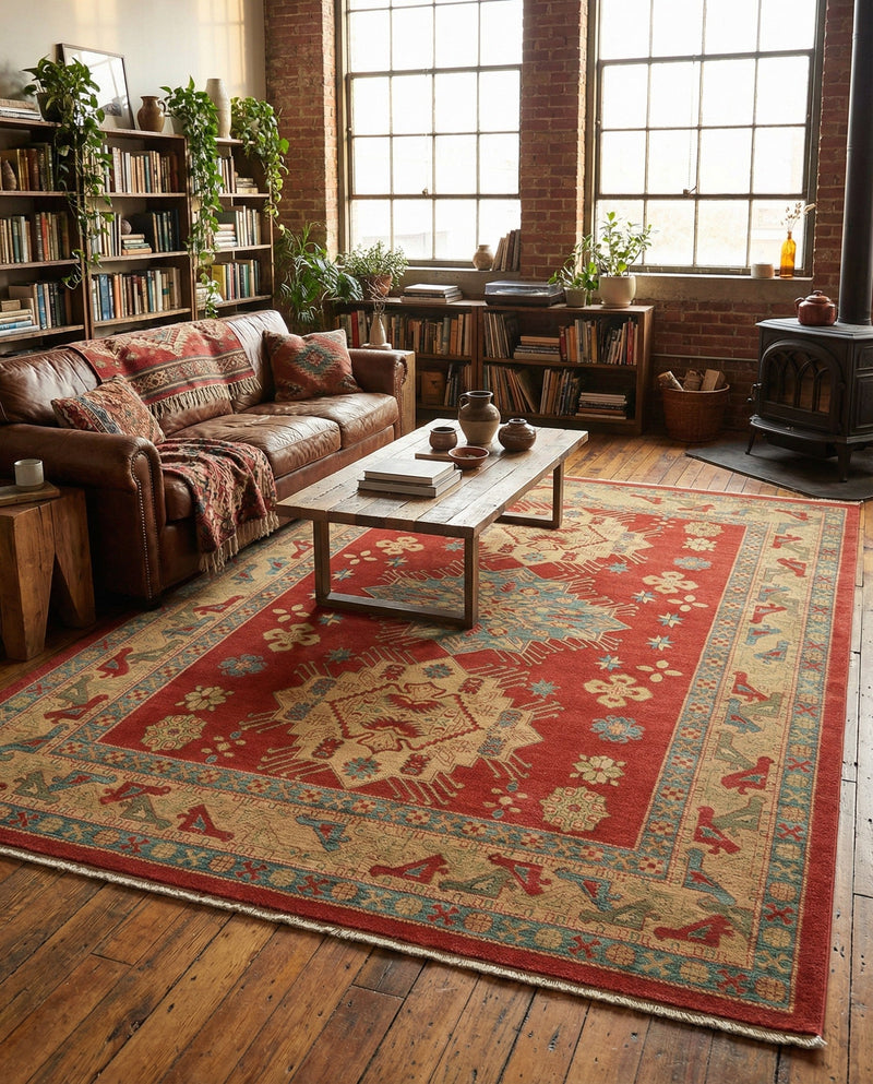 Persian Elegance Collection Area Rug - Isfahan Rectangle Red  lifestyle 7