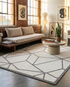 Monochrome Collection Area Rug -  Onyx Rectangle Ivory White  lifestyle 17
