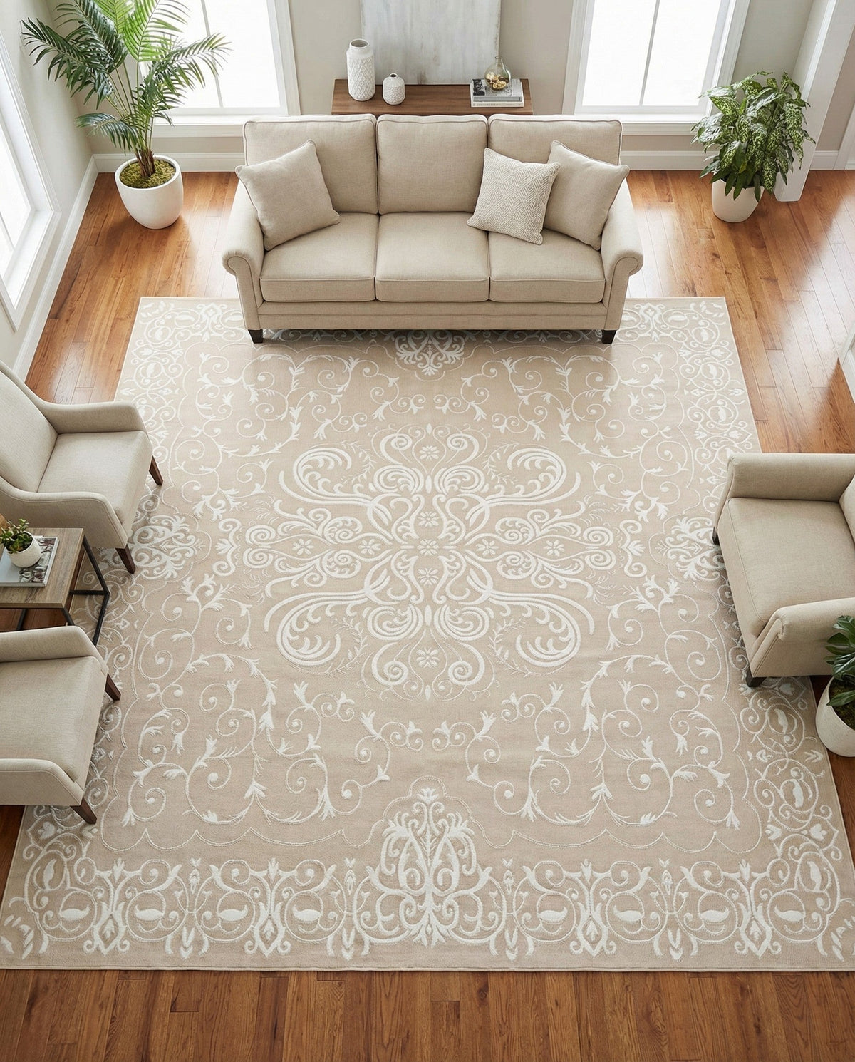 Andes Summit Collection Area Rug -  Lanín Square Beige  lifestyle 110