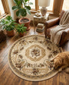 Versailles Elegance Collection Area Rug -  Louveciennes (Cream) Round Cream  lifestyle 87