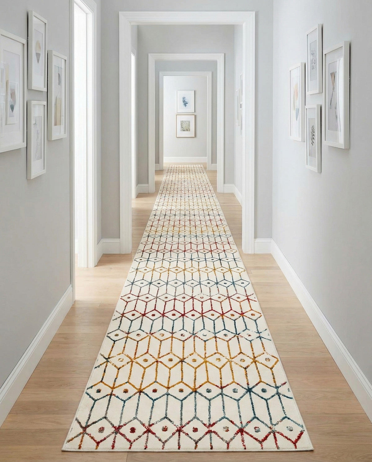 Garden Maze Retreat Collection Area Rug -  Mazeview Runner Multi  lifestyle 88