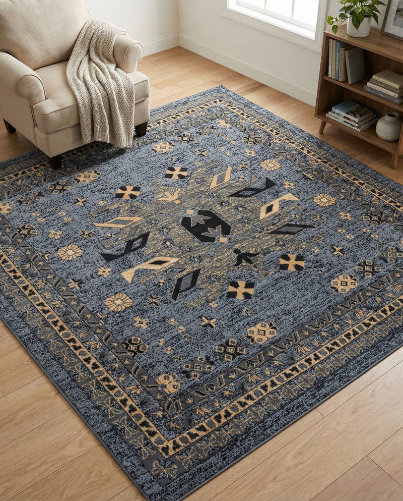 Tabriz Tapestries Collection Area Rug - Azerbaijan (Gray) Square Gray  lifestyle 38