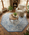 Savannah Series Collection Area Rug - Charleston (French Blue) Octagon French Blue  lifestyle 49
