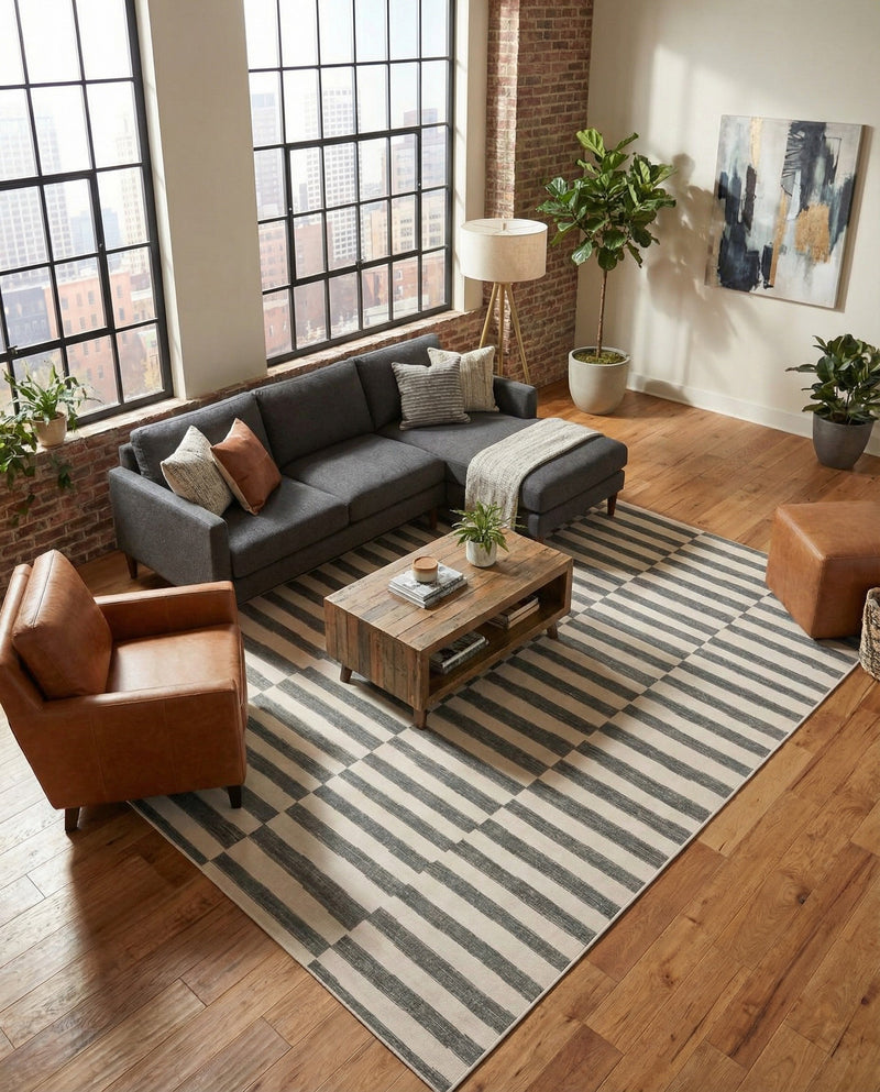 Soho Elegance Collection Area Rug -  Hudson (Dark Gray) Rectangle Dark Gray  lifestyle 13