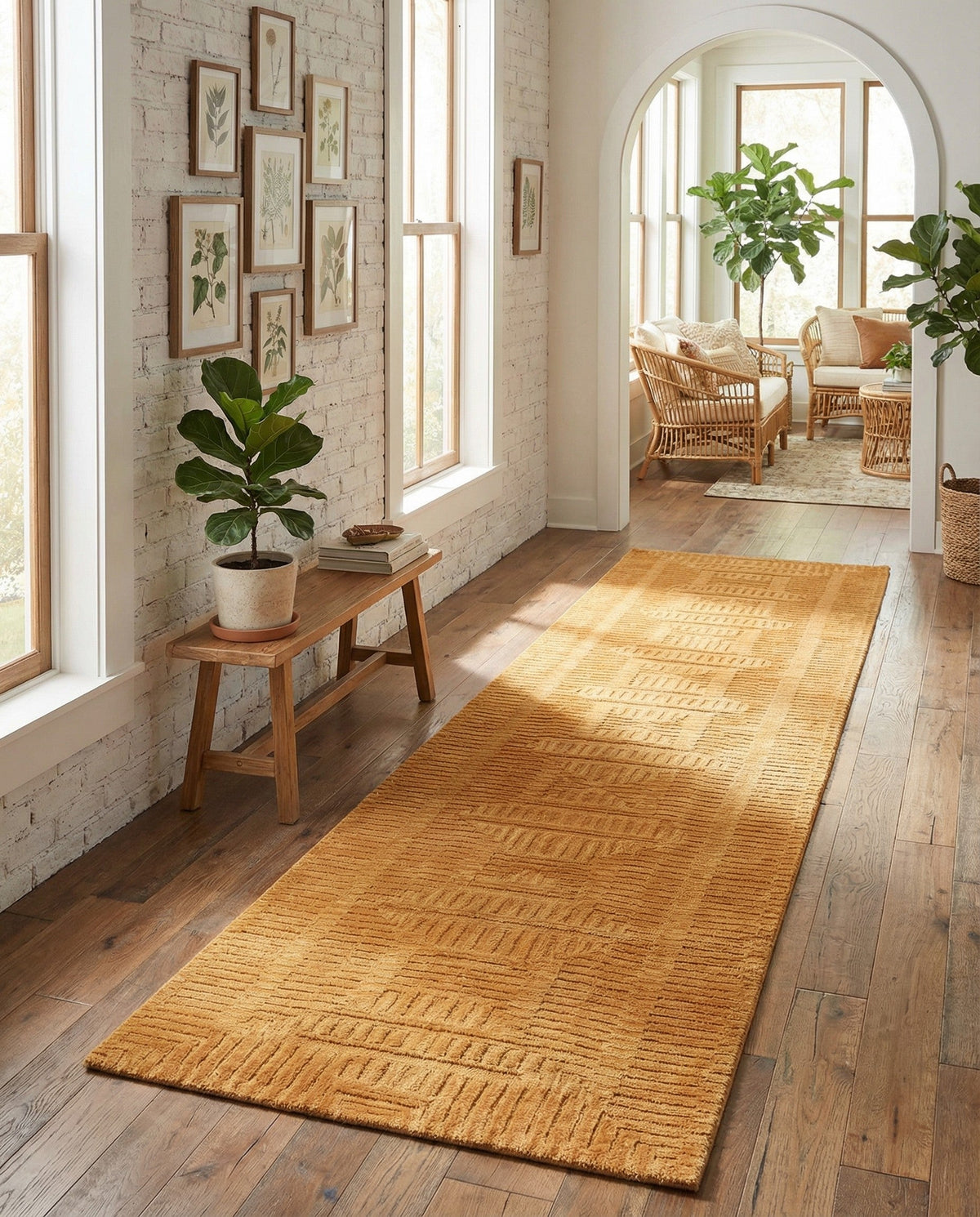 Haven Tapestry Collection Area Rug -  TranquilGlade Runner Goldenrod Glow  lifestyle 59