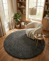 Plush Oasis Collection Area Rug - Serenity (Graphite Gray) Round Graphite Gray  lifestyle 86