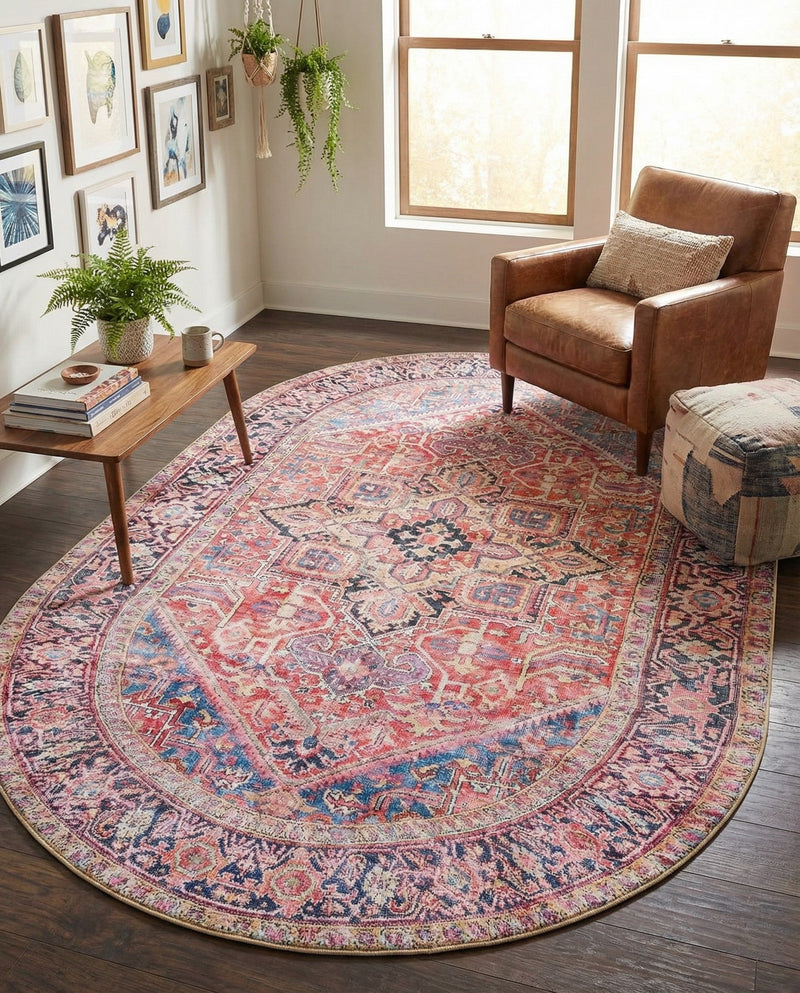 Heritage Elegance Collection Area Rug -  Alhambra Oval Red  lifestyle 78