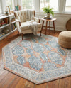 Seville Stripes Collection Area Rug -  Granada (Brick Red) Octagon Brick Red  lifestyle 71
