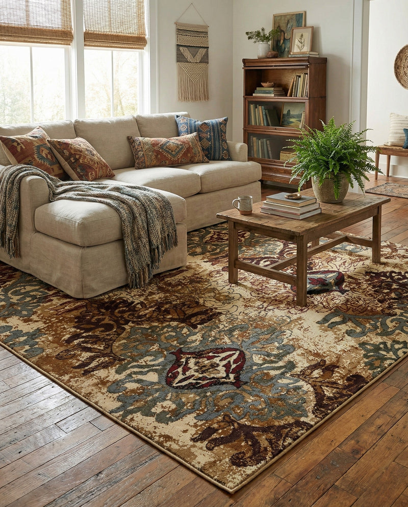 Bistro Lounge Collection Area Rug -  Piccolo Square Beige  lifestyle 41
