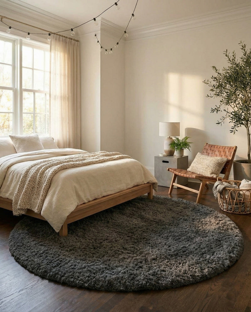Eternal Plush Oasis Collection Area Rug -  Tranquility (Smoke) Round Smoke  lifestyle 65