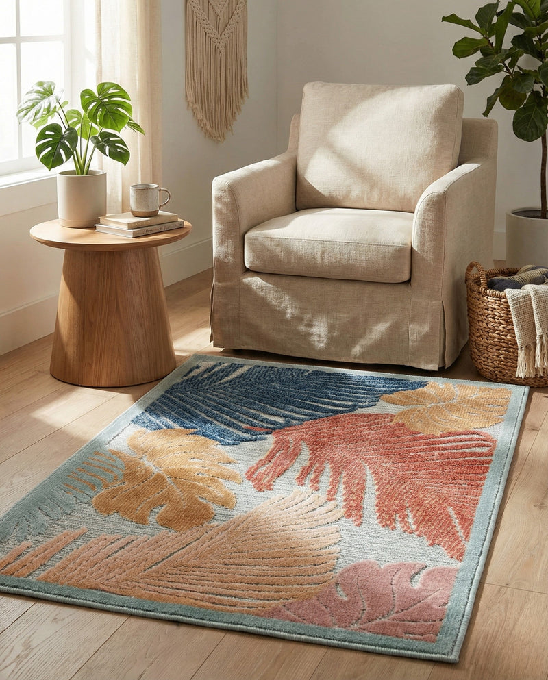 Seaside Blooms Collection Area Rug -  Tranquil Rectangle Multi  lifestyle 24