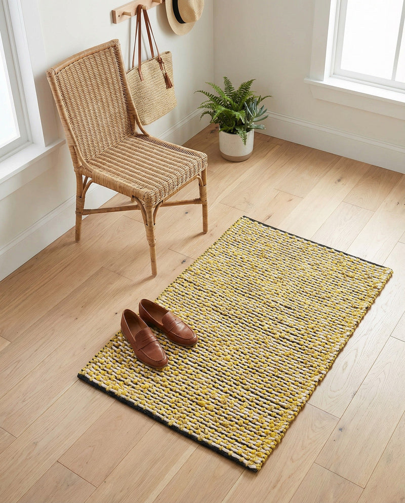Coastal Haven Striped Jute Collection Area Rug - Marina Rectangle Yellow and Navy  lifestyle 30