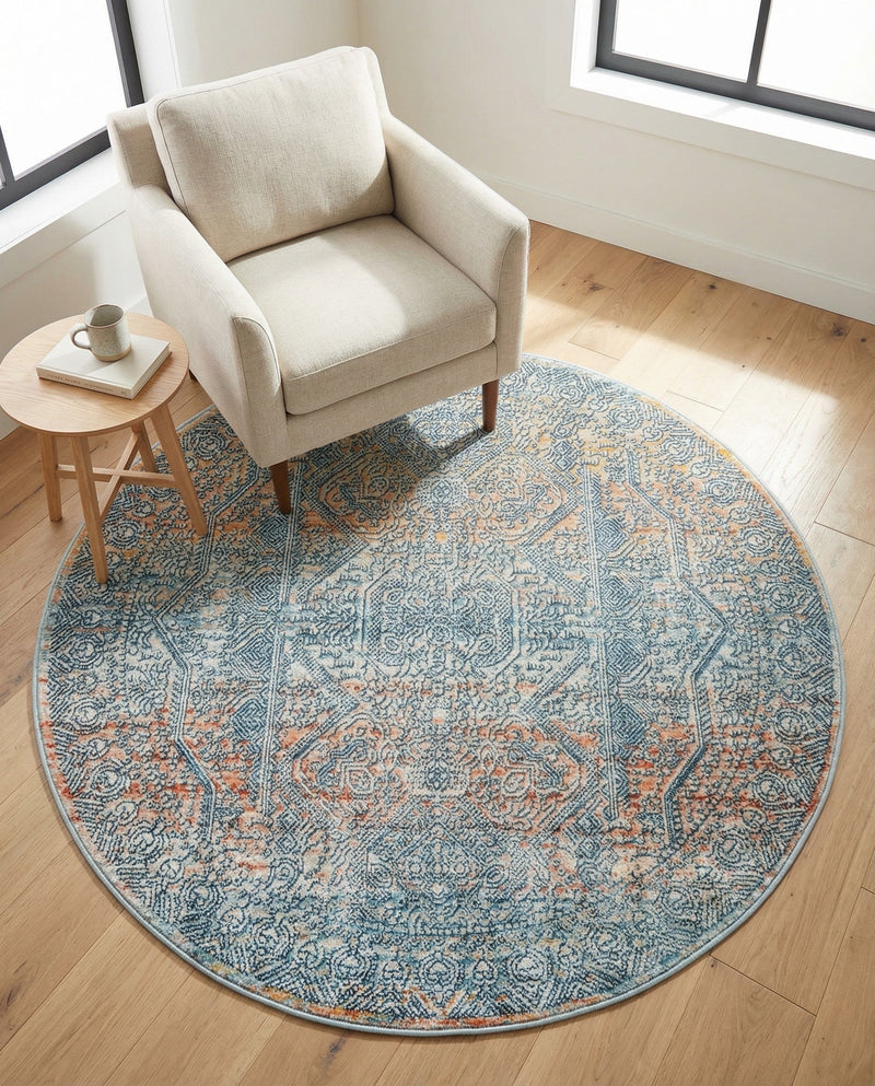 Coastal Haven Collection Area Rug -  Oceania Round Multi  lifestyle 71