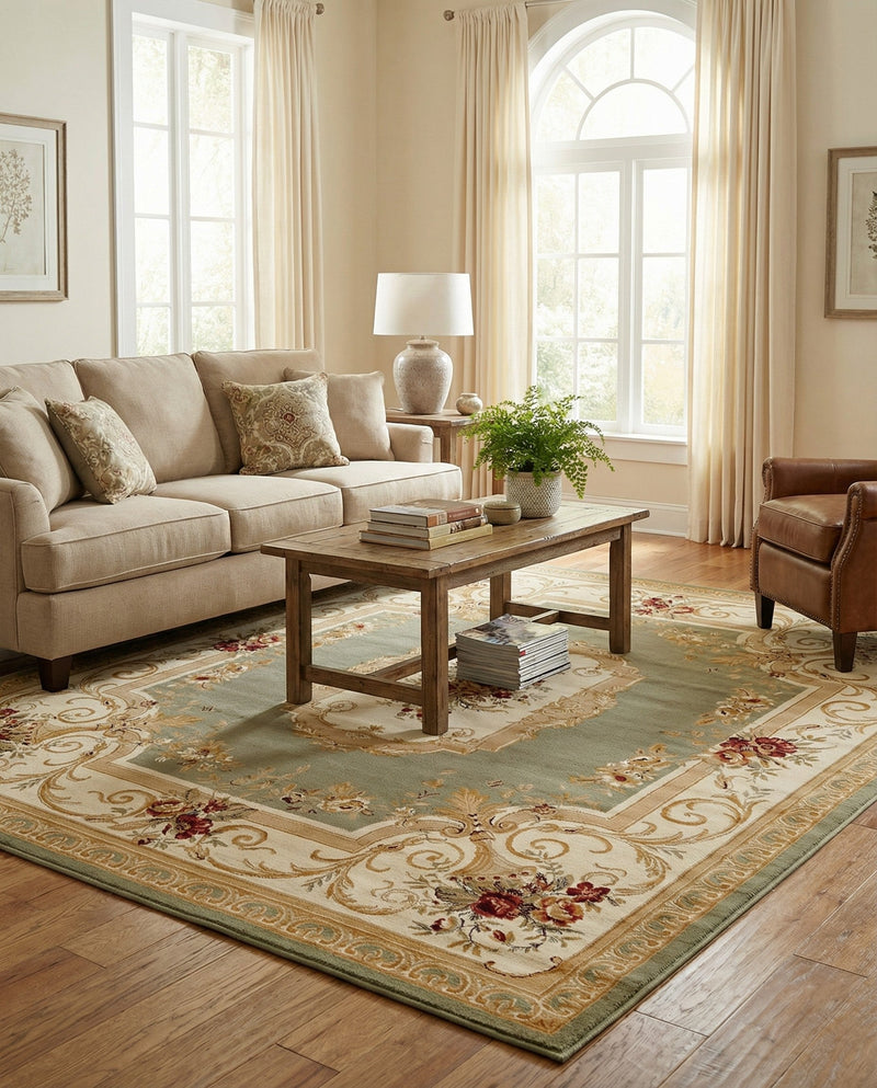 Versailles Elegance Collection Area Rug -  Louveciennes (Green) Square Green  lifestyle 44