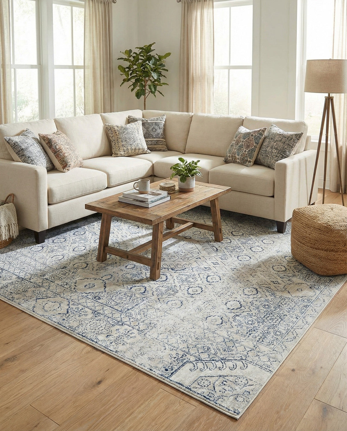 Coastal Haven Collection Area Rug -  Shoreline Square Gray  lifestyle 73
