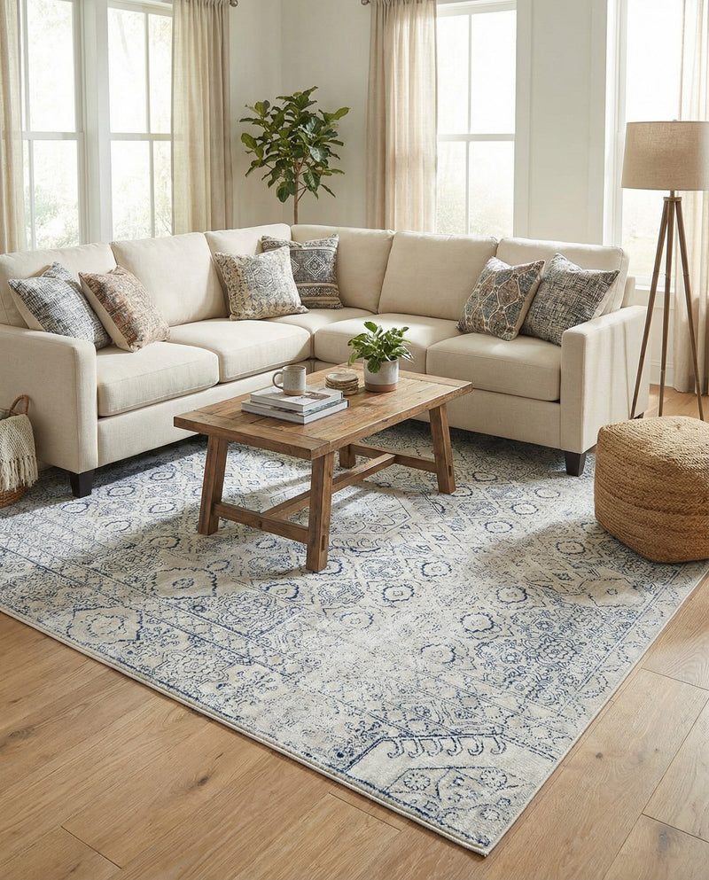 Coastal Haven Collection Area Rug -  Shoreline Square Gray  lifestyle 73