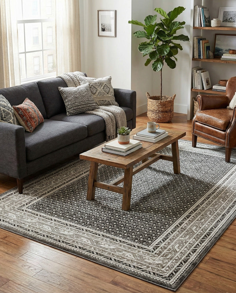Soho Elegance Collection Area Rug -  Mercer (Gray) Rectangle Gray  lifestyle 14
