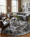 Riviera Elegance Collection Area Rug -  Menton (Black) Round Black  lifestyle 183