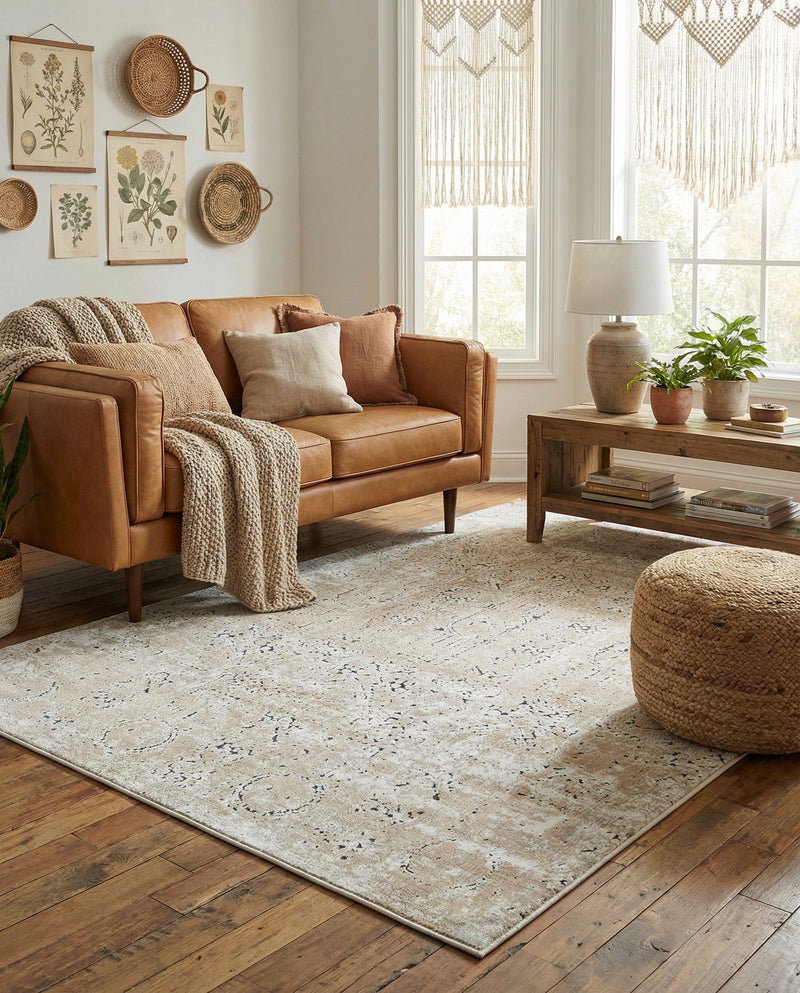 Coastal Manor Collection Area Rug -  Wavecrest Rectangle Beige  lifestyle 9