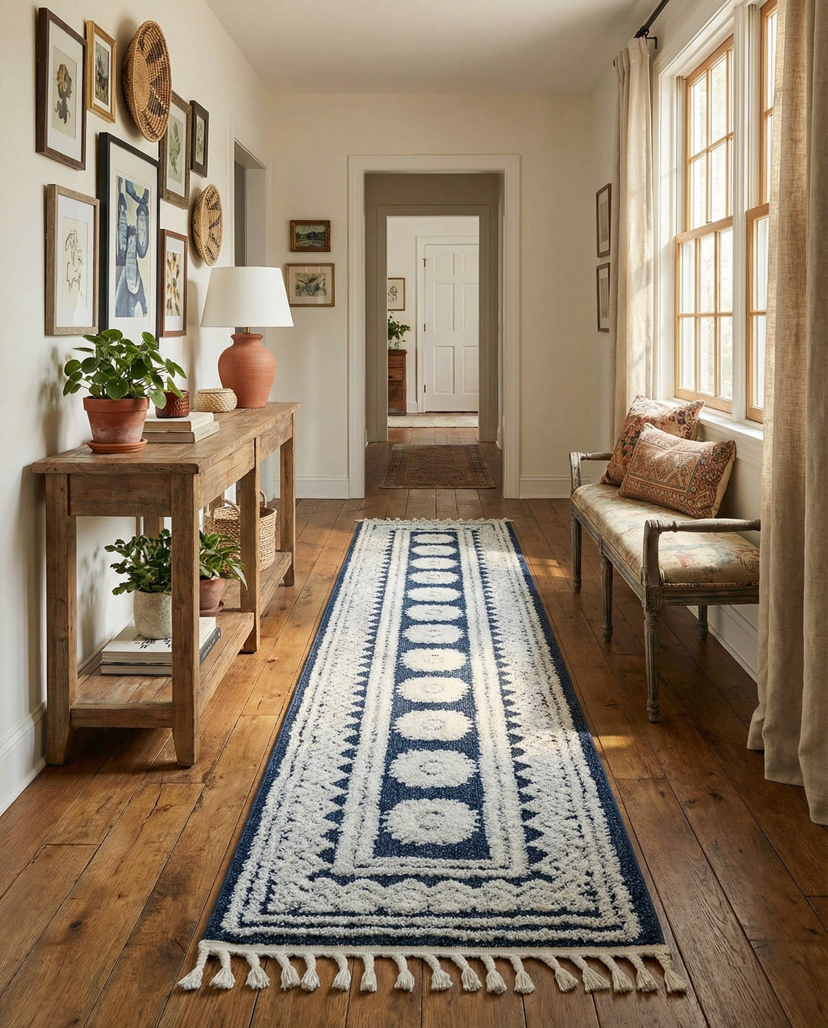 Sahara Chic Collection Area Rug -  Tangier Runner Blue  lifestyle 210