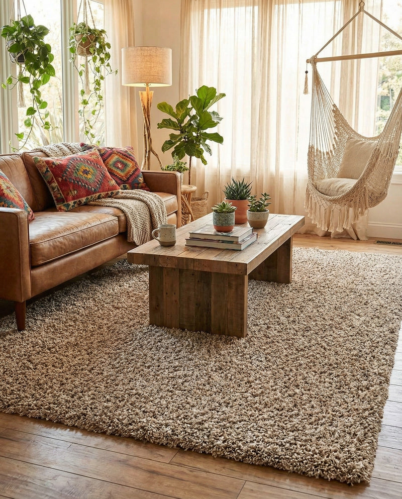 Plush Oasis Collection Area Rug - Serenity (Taupe) Rectangle Taupe  lifestyle 30