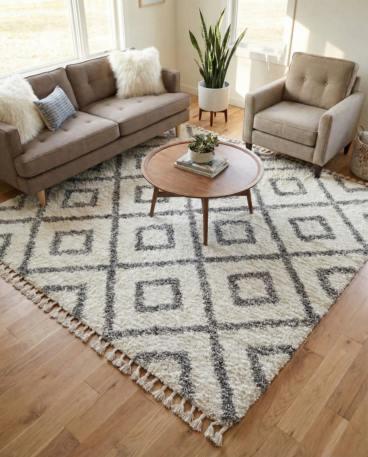 Cozy Cove Shag Collection Area Rug -  Dunes Square Ivory  lifestyle 168