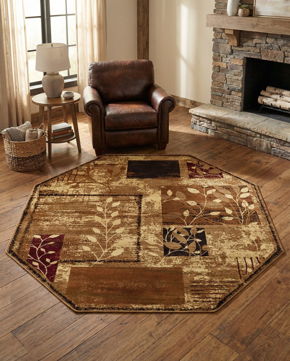 Bistro Lounge Collection Area Rug -  Affogato Octagon Beige  lifestyle 164
