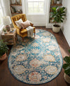 Seville Stripes Collection Area Rug -  Cordoba (Blue) Oval Blue  lifestyle 74