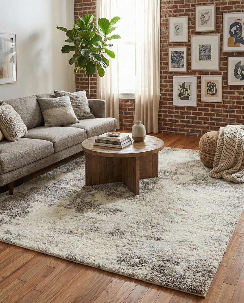 Cozy Haven Shag Collection Area Rug -  Tranquility (Khaki) Rectangle Khaki  lifestyle 7