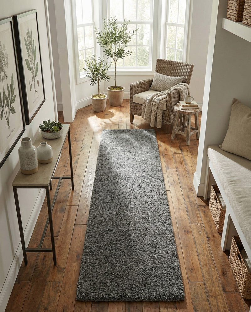 Cozy Comfort Shag Collection Area Rug - Haven (Smoke Gray) Runner Smoke Gray  lifestyle 60