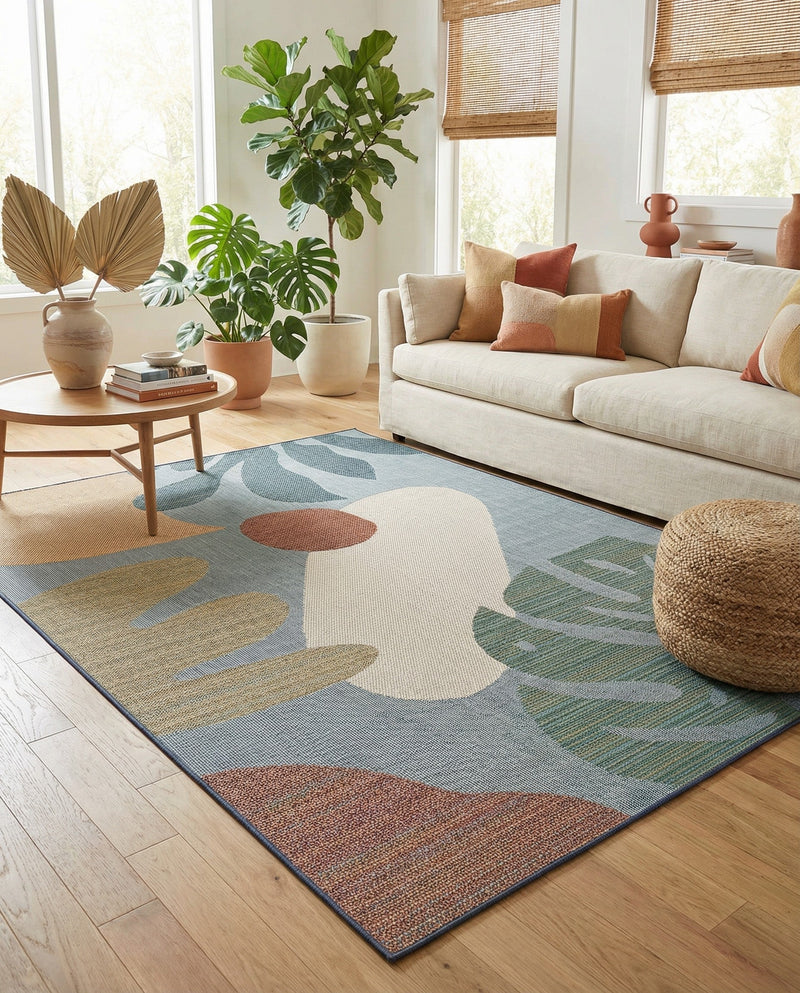 Coastal Terrace Collection Area Rug -  Boardwalk Rectangle Blue  lifestyle 17