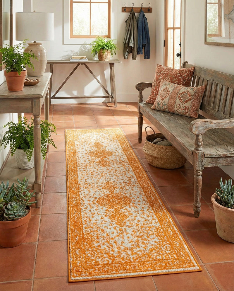 Dover Terrace Collection Area Rug - Marina (Orange) Runner Orange  lifestyle 44
