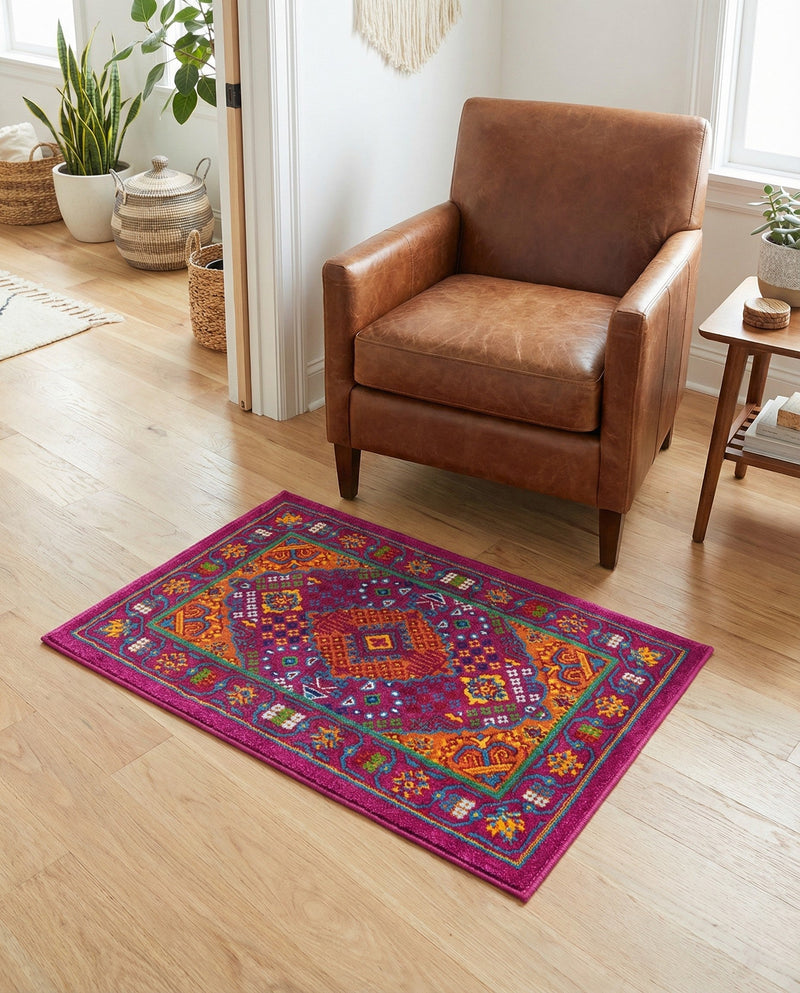 Caribbean Cove Collection Area Rug -  Mustique Rectangle Fuchsia  lifestyle 52