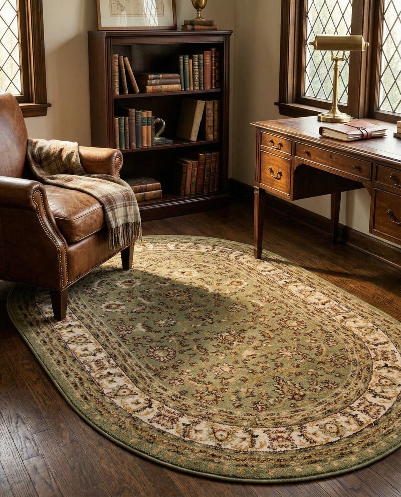 Jaipur Elegance Collection Area Rug -  Nahargarh (Green) Oval Green  lifestyle 46