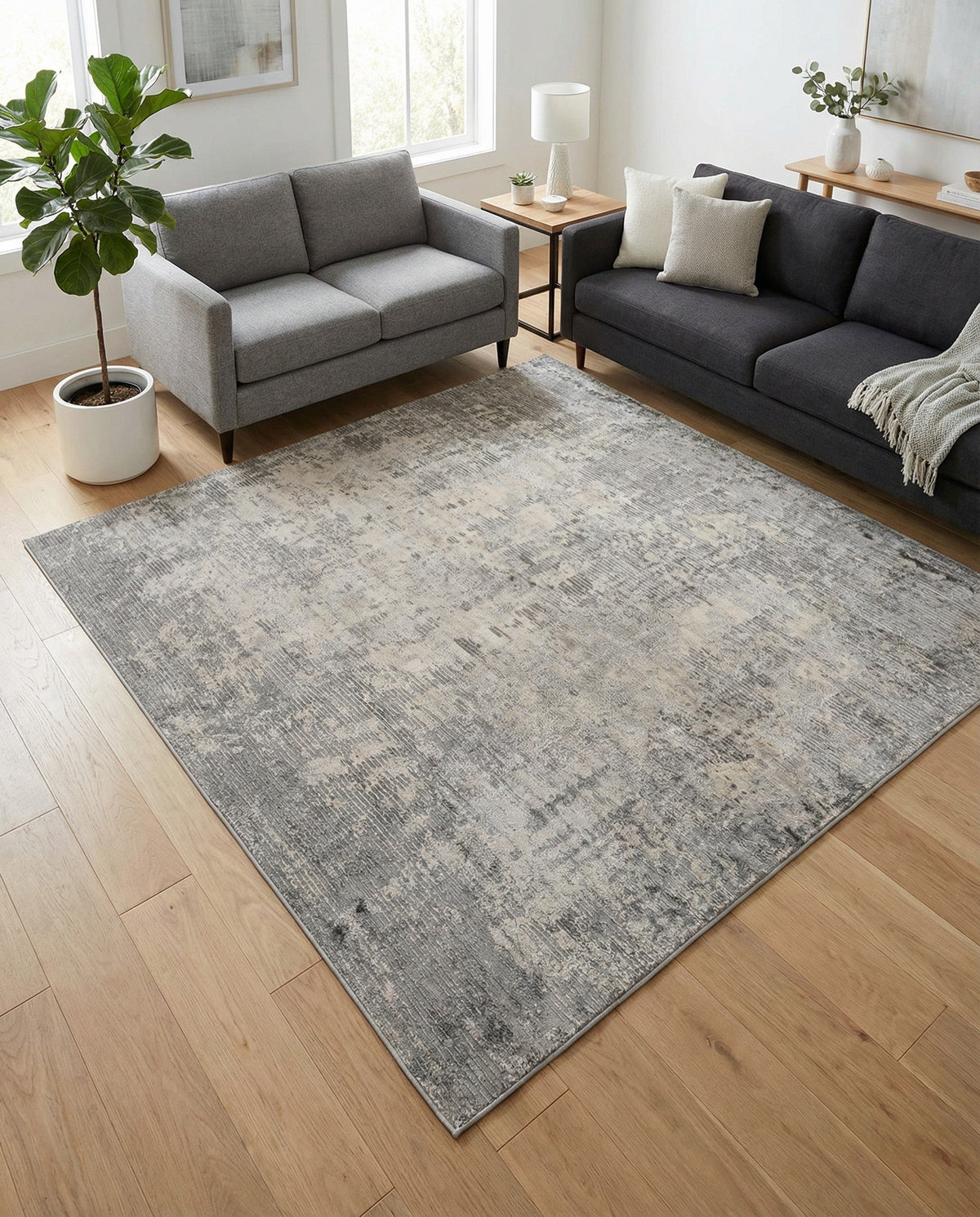 Aegean Elegance Collection Area Rug -  Ithaca Square Gray  lifestyle 94