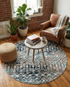 Mediterranean Lattice Collection Area Rug - Santorini (Multi Gray Blue) Round Multi Gray Blue  lifestyle 54