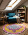 Heritage Elegance Collection Area Rug -  Winterthur (Yellow) Round Yellow  lifestyle 52