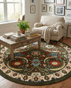 Tabriz Tapestry Collection Area Rug - Sahand (Green) Round Green  lifestyle 59