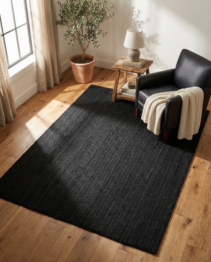 Woven Seaside Jute Collection Area Rug - Martha's Rectangle Black  lifestyle 19
