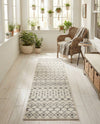 Mediterranean Lattice Collection Area Rug - Santorini (Ivory and Gray) Runner Ivory and Gray  lifestyle 84