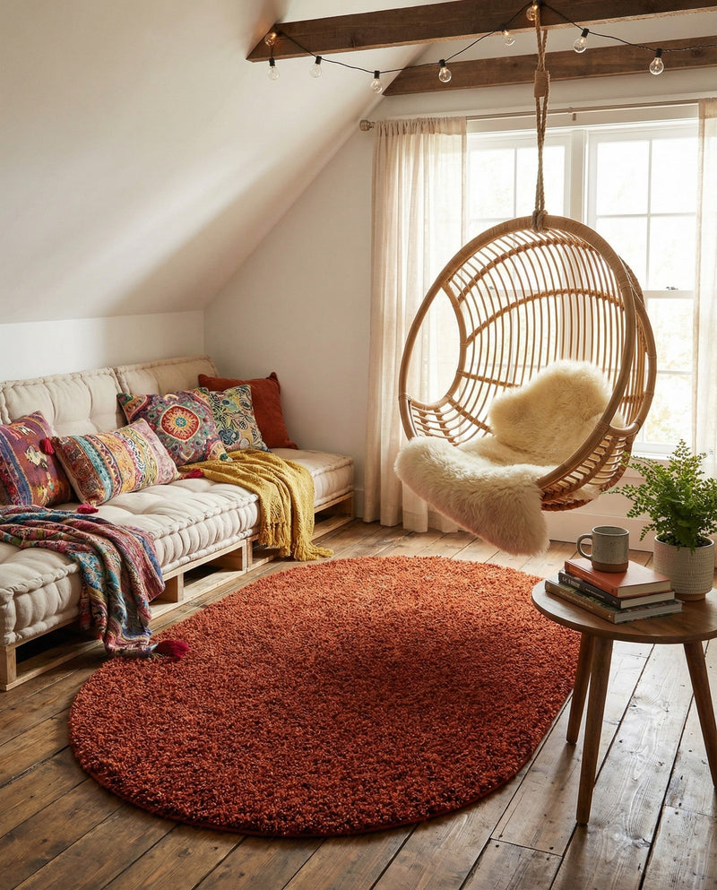 Plush Oasis Collection Area Rug - Serenity (Terracotta) Oval Terracotta  lifestyle 79