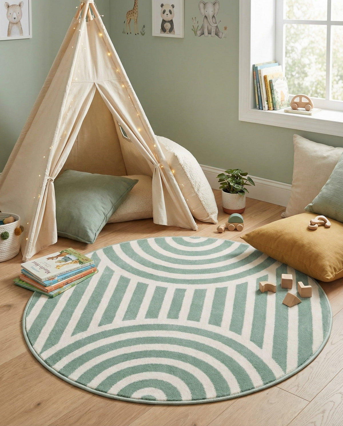 Wonder Tykes Collection Area Rug -  Joydale Round Soft Green  lifestyle 192