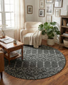 Marrakesh Lattice Collection Area Rug - Casablanca (Charcoal Gray) Round Charcoal Gray  lifestyle 61