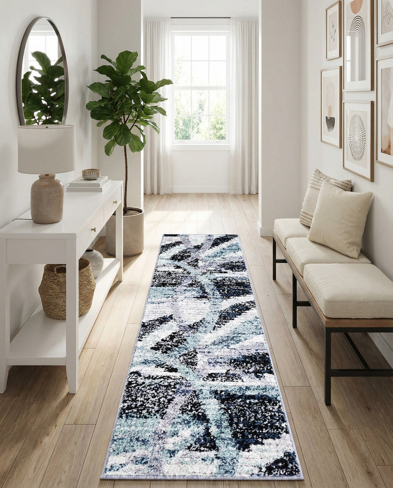 Santa Fe Trails Collection Area Rug -  Navajo Runner Gray and Ivory  lifestyle 52