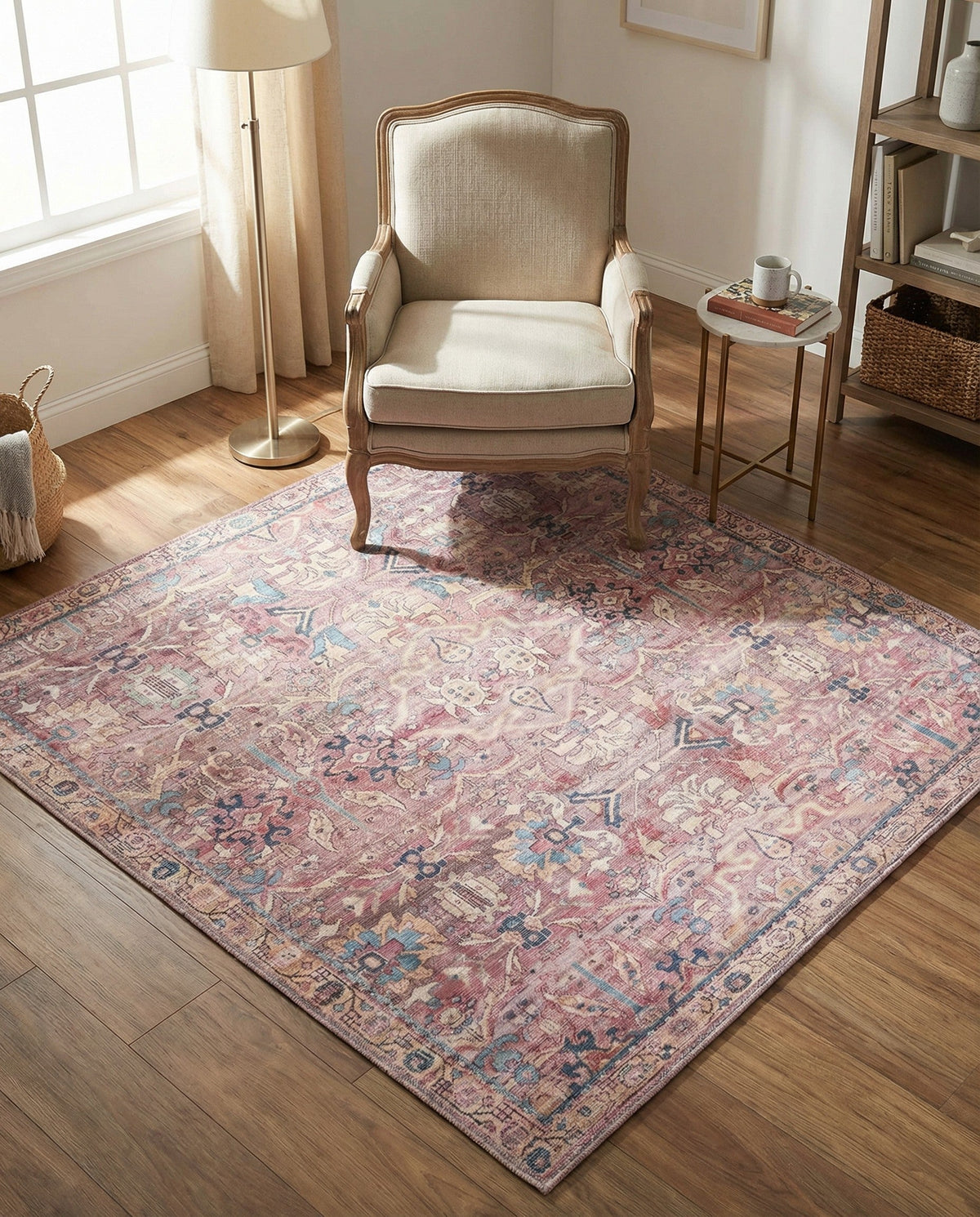 Vintage Memories Collection Area Rug -  Memories Square Pink  lifestyle 110