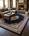 Tabriz Tapestry Collection Area Rug - Azerbaijan (Navy Blue) Rectangle Navy Blue  lifestyle 4