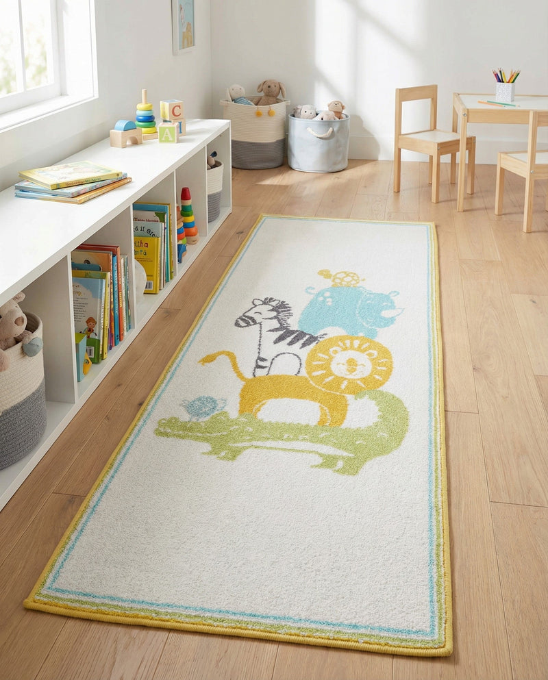 Wonder Tykes Collection Area Rug -  Prismatic Runner Ivory  lifestyle 43