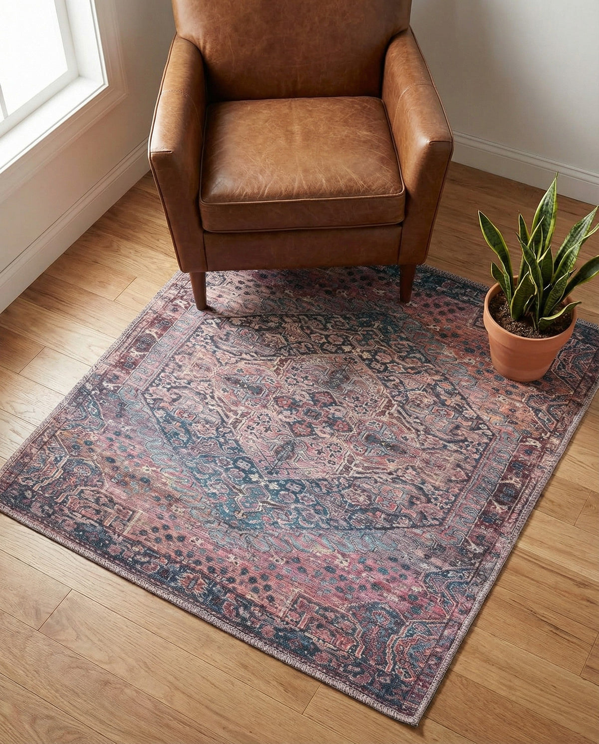 Zahara Oasis Collection Area Rug -  Agadir Square Antique Rust Red  lifestyle 89
