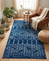Marrakesh Lattice Collection Area Rug - Casablanca (Navy Blue) Rectangle Navy Blue  lifestyle 17